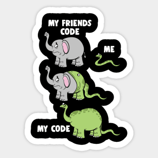 My Friends Code And Me Snake Eating Elephant Sticker